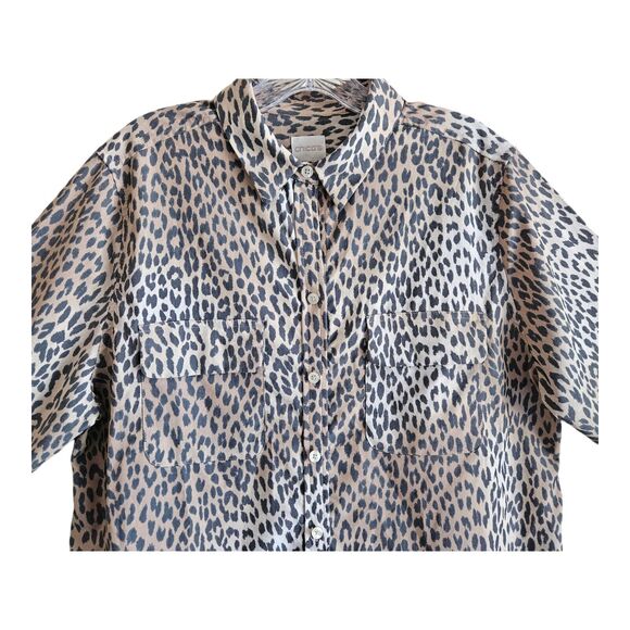 CHICO'S 2 Women 12 14 Shirt Button Up Cheetah Animal Print Long Sleeve Bust 44" - Picture 2 of 7